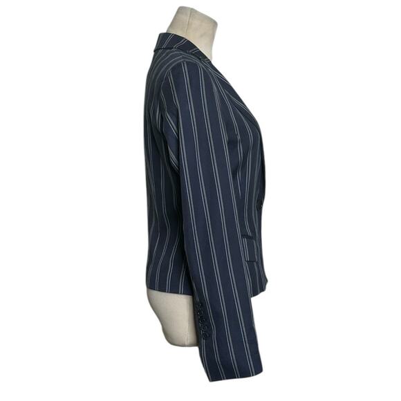 BCBGMaxAzria blue gray pinstripes long sleeves blazer size XS - Picture 6 of 15